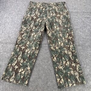 VTG Camo Cargo Pants Mens Large Brown Green Woodland Hunting Outdoor Field Pine